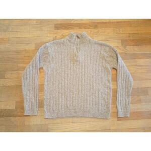 Oscar De La Renta Women's Pullover Sweater Quarter Zip Knit Cotton Gray Size XXL